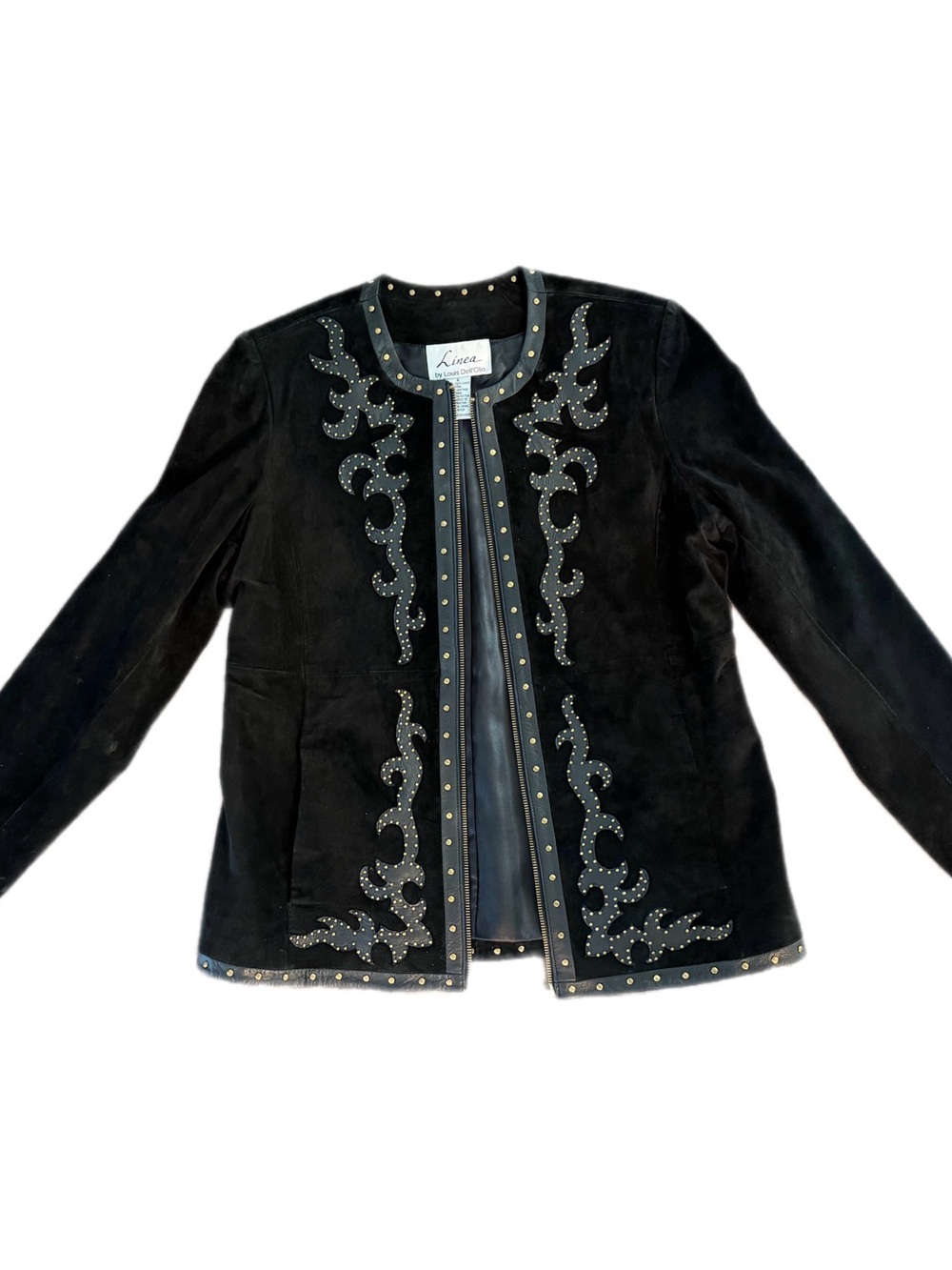 Vintage Black Suede Studded Leather Western Chic Jacket